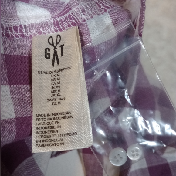 Goodthreads Purple and White Gingham Long Sleeve Popover Size Medium - Picture 6 of 6